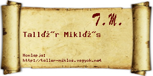 Tallér Miklós névjegykártya