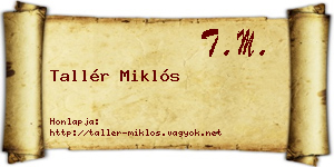 Tallér Miklós névjegykártya